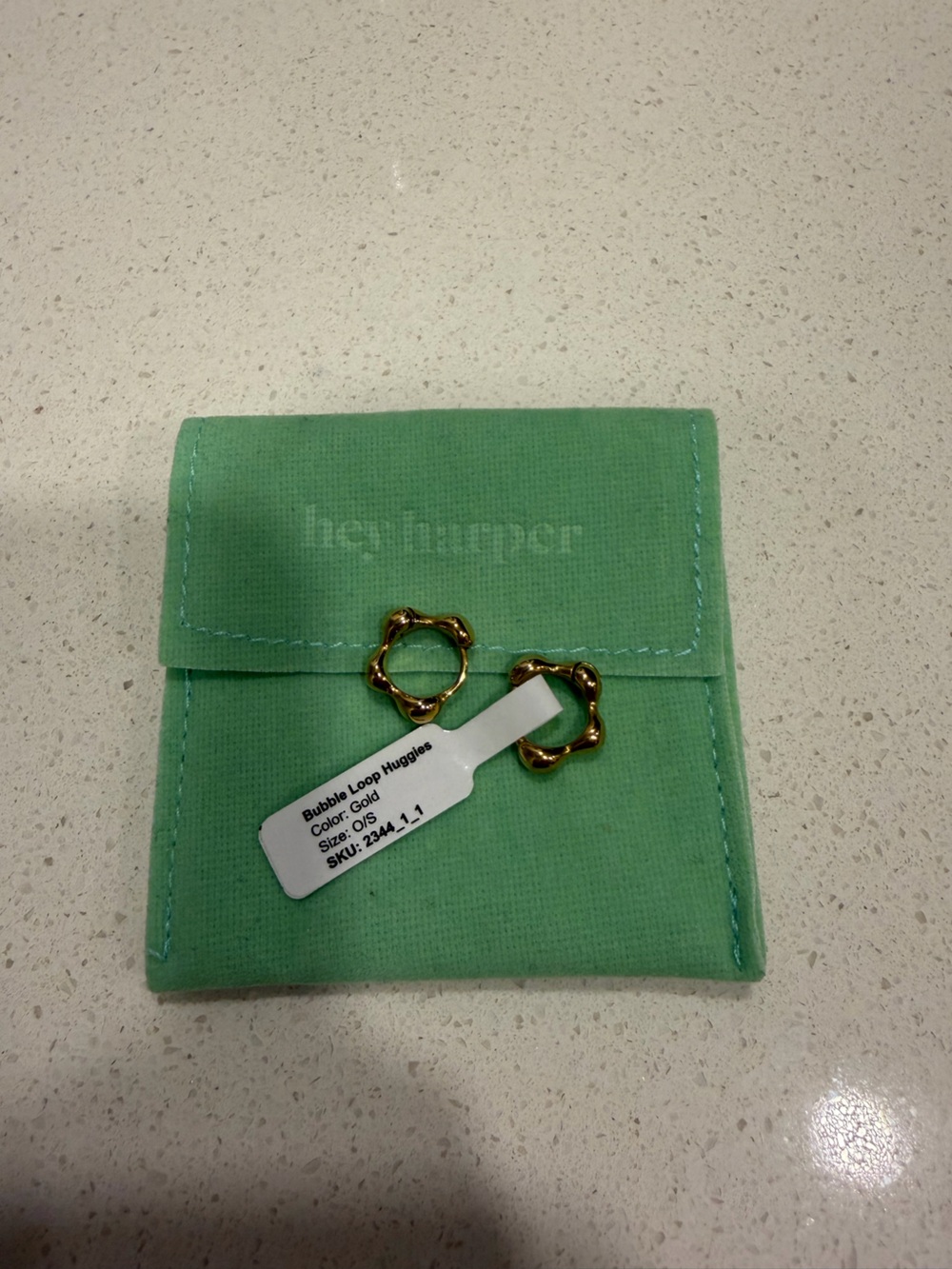 Hey Harper Bubble Loop Huggie Earrings in Gold NWT - Picture 3 of 4